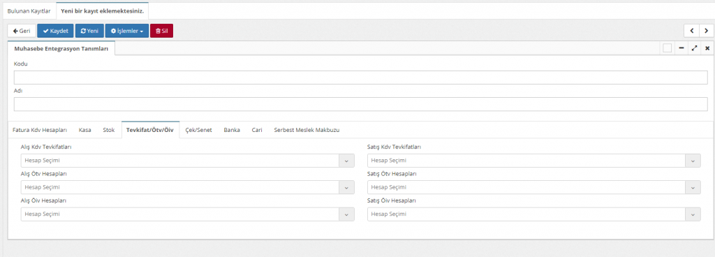 muhasebe entegrasyonu
